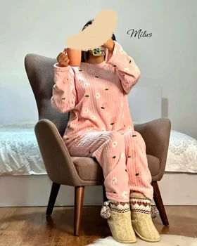 ست بلوز-شلوار راحتی هلو و شکوفه
