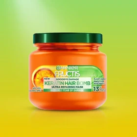 ماسک مو کراتینه و ترمیم کننده گارنیر مناسب موهای آسیب‌دیده حجم 340 میلی‌لیتر