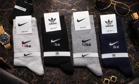 جوراب ساق بلند مردانه نخی 12 جفتی برند نایکی فری سایز