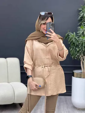 مانتو کرسپو یقه چاک کمر گت