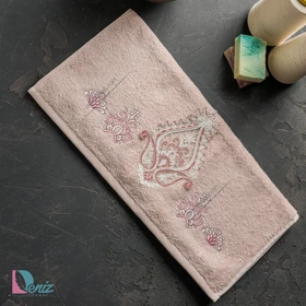 حوله دستی سرمه دوزی داماس رنگ پودرا