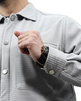 پیراهن کتی مردانه مخمل لاینر دار رنگ طوسی کد 66370