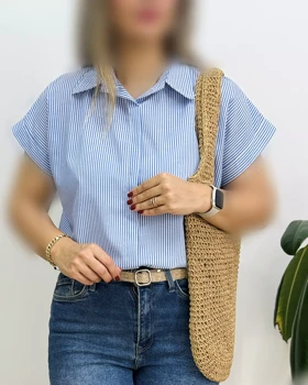 شومیز آستین کوتاه راه راه 4