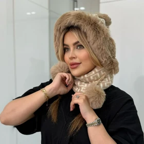 کلاه روسی با شال فندی