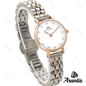 ساعت دنیل ولینگتون زنانه مینی گرد دورنگ رزگلد ایندکس نگین w-3676