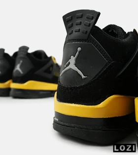 کفش کتانی ساق‌دار مردانه مشکی زرد Nike air jordan 4 مدل 2176