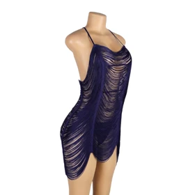 لباس خواب زنانه مدل ریش ریشی آبی شهره