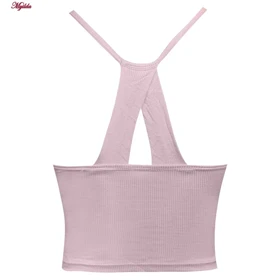 کراپ تاپ زنانه مدل پد ثابت رنگ یاسی ماییلدا کد 5258-241