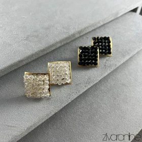 گوشواره زنانه مدل مکعبی نگین کریستالی 20374