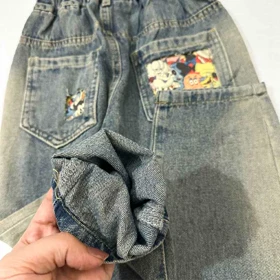 شلوار لی مام بچه گانه ROUTIAN سنگ شور خارجی