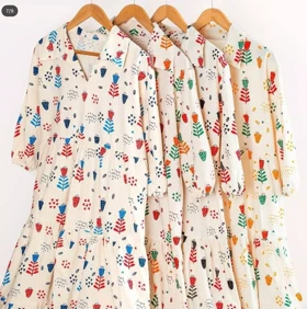 پیراهن زنانه لینن طرح فلامینگو