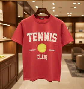 تیشرت طرح تنیس لاکچری بسیار جذاب صورتی با چاپ پفکی