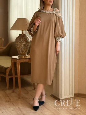 پیراهن میدی یقه مرواریدی