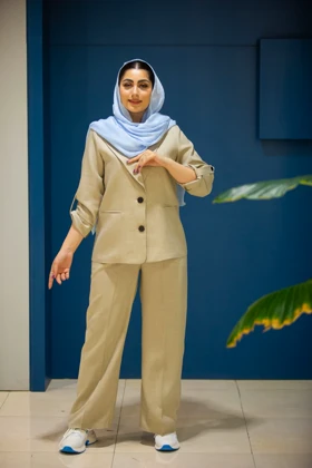 مانتو شلوار پلاس دو دکمه