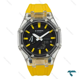 ساعت جی شاک GA2100 مردانه شیشه ای زرد GShock-7589-G