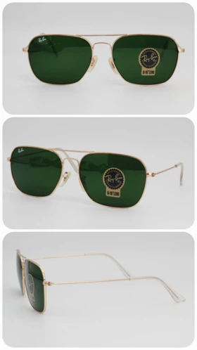 عینک آفتابی مردانه و زنانه ریبن Rayban Rb3136 ضد اشعه UV400 (فریم طلایی ، عدسی‌ها سبز)