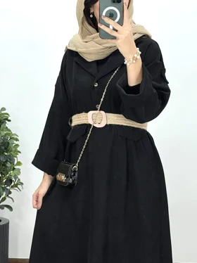 پیراهن مانتویی پاییزه تبسم همراه با کمربند