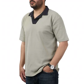 پولوشرت آستین کوتاه یقه شکاری مردانه سیزر مدل 15611244