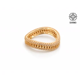انگشتر ژوپنگ نگین کاری شده طلایی کد 411230101