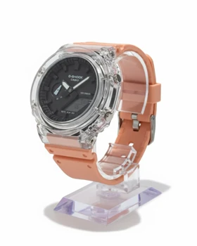 ساعت طرح جی شاک 2100 صفحه شفاف گلبهی