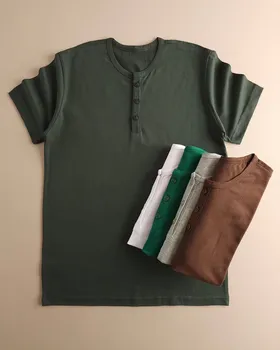 تی‌شرت نخ‌پنبه سه دکمه