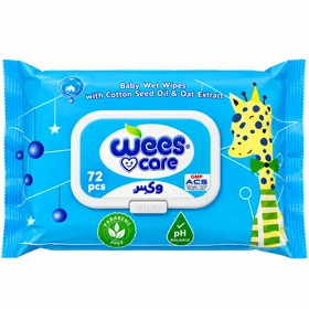 دستمال مرطوب کودک وی کر 72 عددی حاوی روغن پنبه دانه و عصاره جو