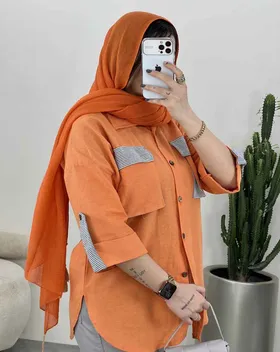 شومیز لانگ ترکیبی راه راه (86) کد 3335