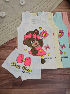 ست شورت زیرپوش دخترانه طرح خرس ناز