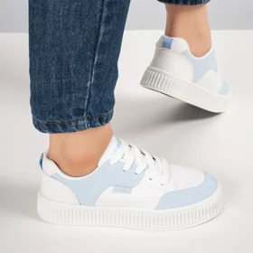 کفش و کتانی زنانه و دخترانه مدل فشیون FASHION رنگ سفید آبی