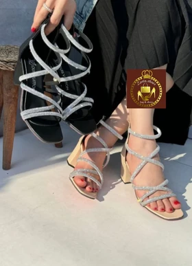 صندل نگینی مجلسی زنانه دور مچی نگین ساده