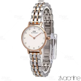 ساعت دنیل ولینگتون زنانه نقره ای رزگلد نگین‌دار 106763