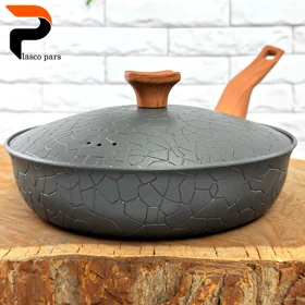 تابه 24 تکدسته آنتیک دسته چوبی گرانیتی طوسی هاناتک