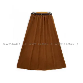 دامن مخمل کبریتی آجری قد 90 با کمربند کد ( 111 )