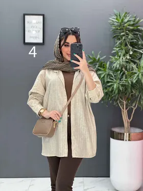 مانتو پیراهنی طرح دار لینن
