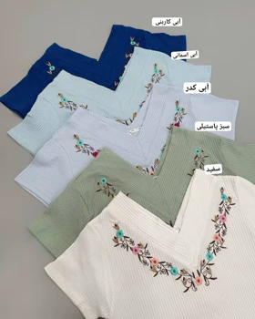 تیشرت یقه هفت گلدوزی کد 4742