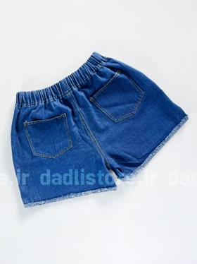 شورتک کوتاه جین کمرکش طرح گربه