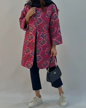 مانتو فلور رنگ سرخابی