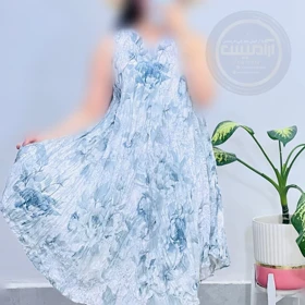 پیراهن ساحلی کوتاه پلیسه طرح‌دار
