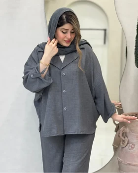 مانتو و شلوار لینن شانتون