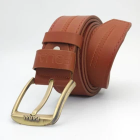 کمربند مردانه چرم مصنوعی (فوم درجه یک) (عسلی)
