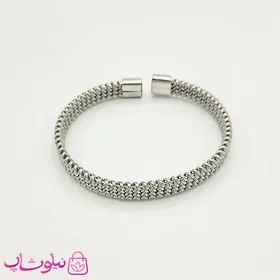 دستبند حصیری مردانه استیل نقره ای
