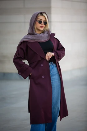 بارانی پارکا بلند ژیله پیلی (بادمجانی)