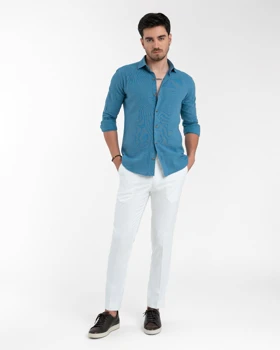 ام کی کالکشن پیراهن آستین بلند mk-4357-dark-blue