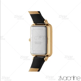 ساعت دنیل ولینگتون زنانه کوادرو قاب طلایی صفحه سفید بند چرم 106651