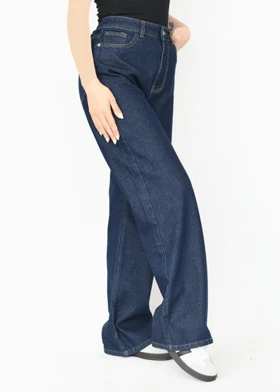 شلوار جین نیم بگ سرمه ای تیره