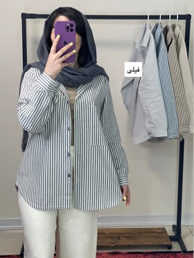 پیراهن دکمه دار یقه مردانه نخی