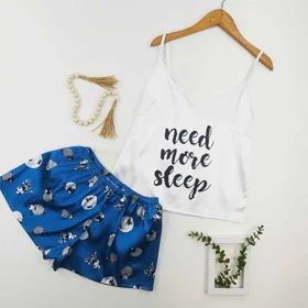 لباس خواب زنانه تاپ شورتک طرح need more sleep