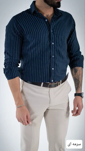 پیراهن مردانه راه راه سپهر_کد4704