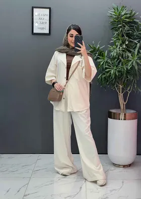 ست مانتو شلوار لینن تک جیب