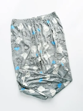 شلوار مخمل استیکردار طرح خرس و قلب آبی